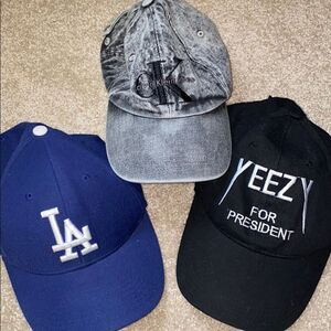 LA Dodgers, yeezy, and Calvin Klein hat bundle